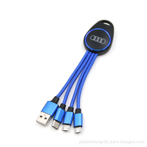Light up Logo 3 In 1 USB Charging Cable Promotional items With Logo